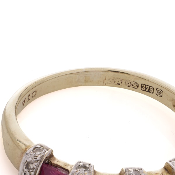 9kt Gold Ruby And Diamond Band Ring - image 4
