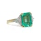 18kt Gold and Platinum Emerald and Diamond Ring - image 5