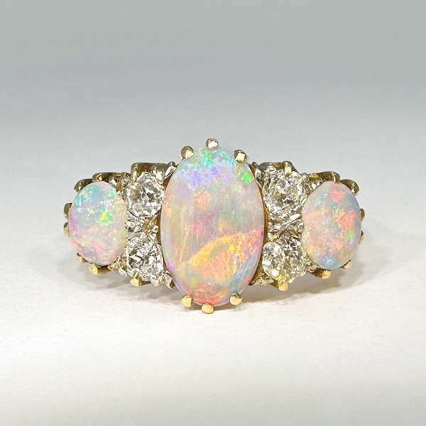 Antique Opal and Old Cut Diamond Ring. CHIQUE to ANTIQUE Stand 375 - image 1