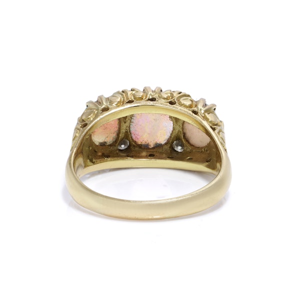 Vintage 18kt Gold Three - stone opal ring - image 5