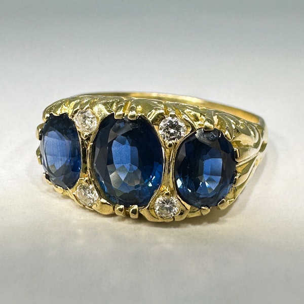 Vintage Sapphire Diamond Half Hoop Ring SADDINGTONS JEWELLERY STAND 375 - image 2