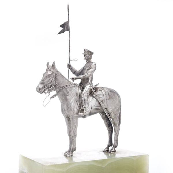 Asprey & Co. Pair of Horse-Riding Solid Silver Figurines on Luxurious Marble Bases. - image 4