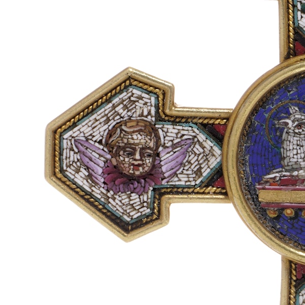 22kt. Micro Mosaic cross with Religious Christianity motifs - image 9