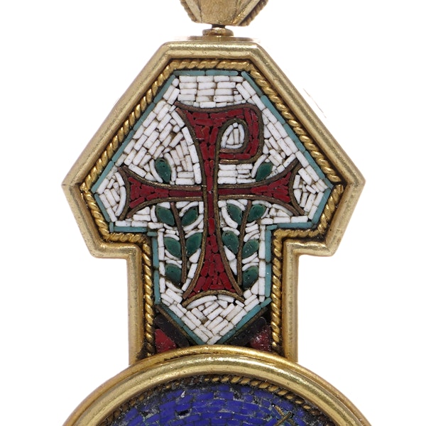 22kt. Micro Mosaic cross with Religious Christianity motifs - image 7