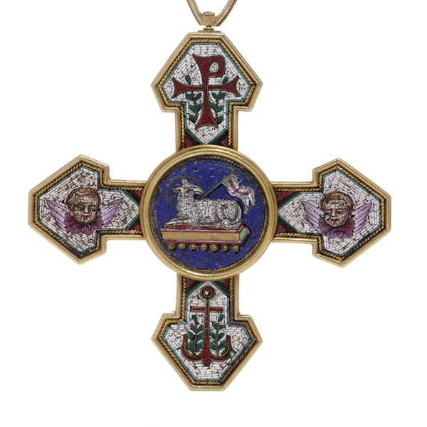 22kt. Micro Mosaic cross with Religious Christianity motifs - image 2