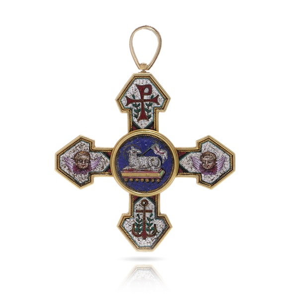 22kt. Micro Mosaic cross with Religious Christianity motifs - image 11