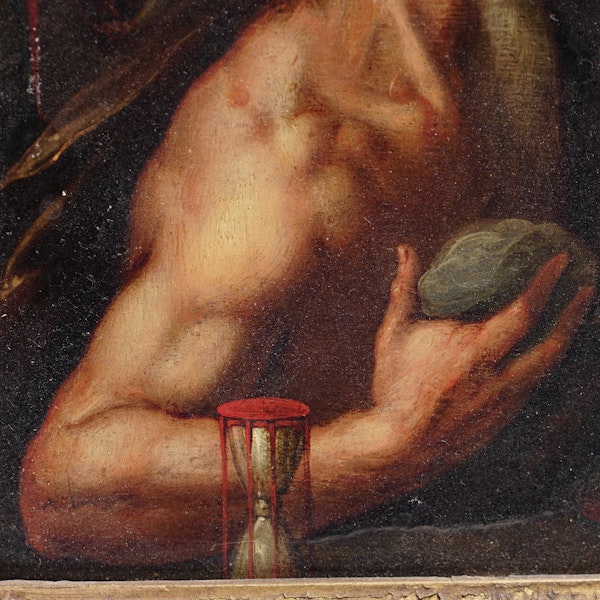 17th-century oil painting on copper portrait of St. Jerome, After Caracci - image 3