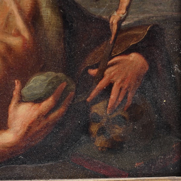17th-century oil painting on copper portrait of St. Jerome, After Caracci - image 4