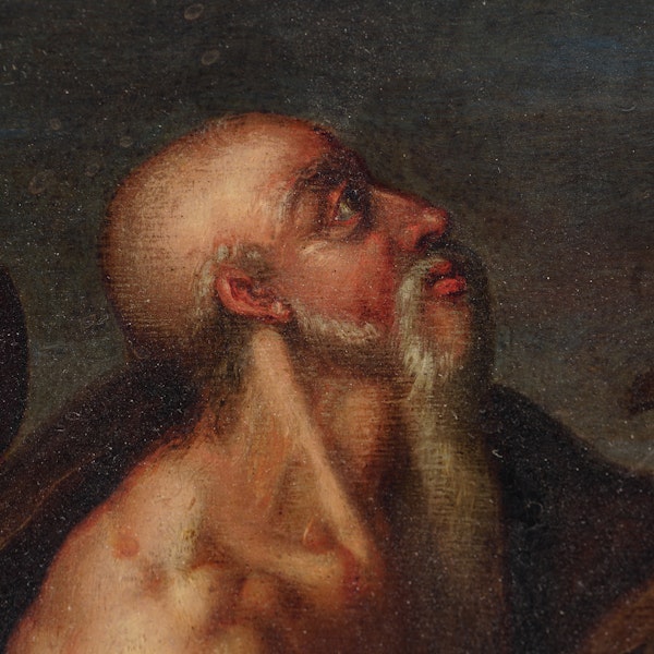 17th-century oil painting on copper portrait of St. Jerome, After Caracci - image 5