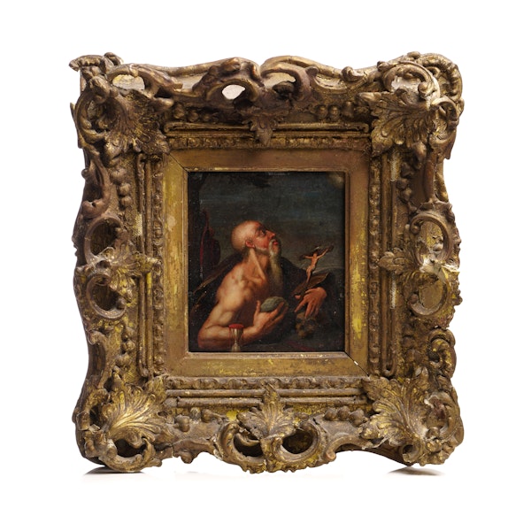 17th-century oil painting on copper portrait of St. Jerome, After Caracci - image 7