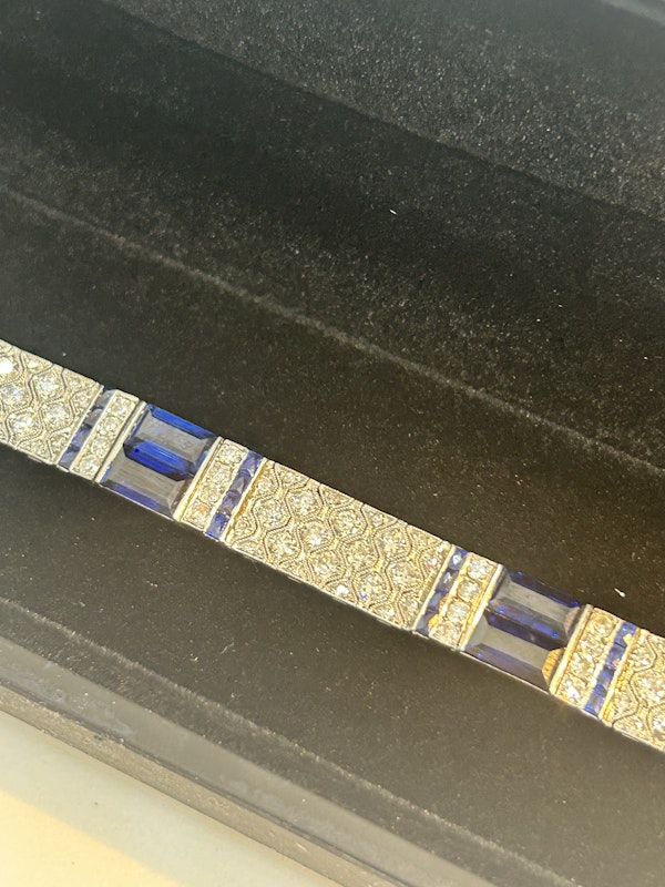 Beautiful Art Deco sapphire diamond platinum bracelet by Charles Holl at Deco&Vintage Ltd - image 2