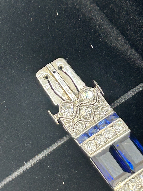 Beautiful Art Deco sapphire diamond platinum bracelet by Charles Holl at Deco&Vintage Ltd - image 5