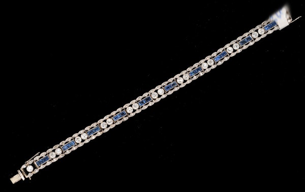 Platinum diamond sapphire Edwardian wearable bracelet 1910c - image 1
