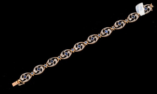 Victorian gold diamond sapphire 1900c bracelet - image 1
