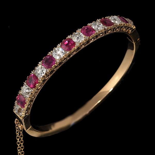Superb natural Burmese ruby diamond Victorian bangle rare fine quality 1870c - image 1