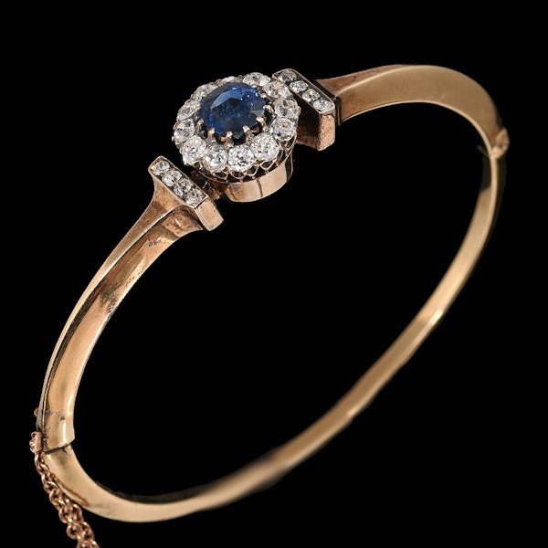 l Victorian sapphire diamond gold everyday wearable bangle 1880c - image 1