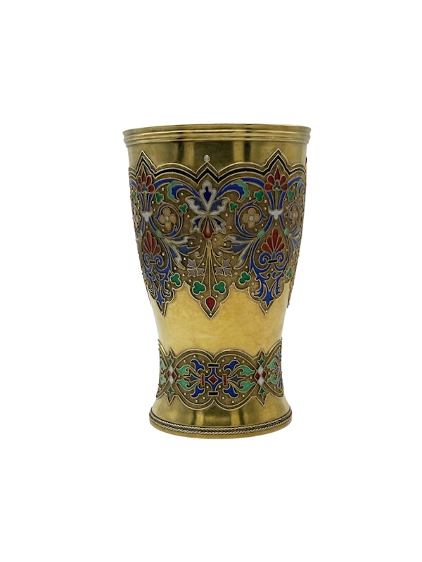 Russian silver gilt and cloisonné enamel beaker, Moscow, 1881 by Maria Adler. - image 3