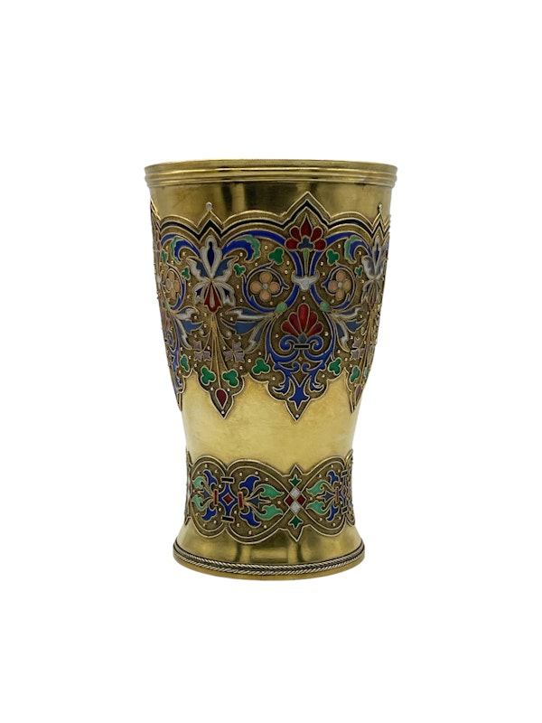 Russian silver gilt and cloisonné enamel beaker, Moscow, 1881 by Maria Adler. - image 4