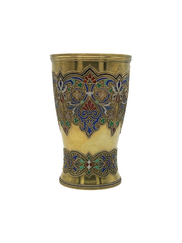Russian silver gilt and cloisonné enamel beaker, Moscow, 1881 by Maria Adler. - image 2