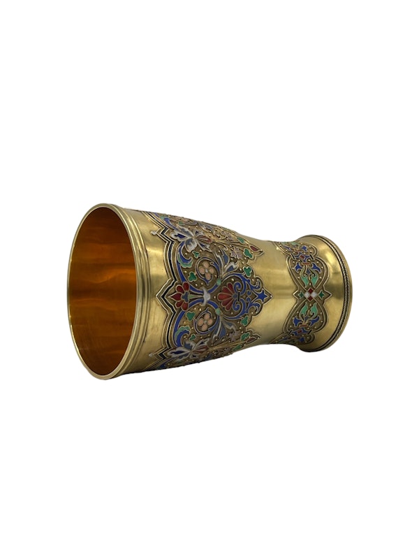 Russian silver gilt and cloisonné enamel beaker, Moscow, 1881 by Maria Adler. - image 5