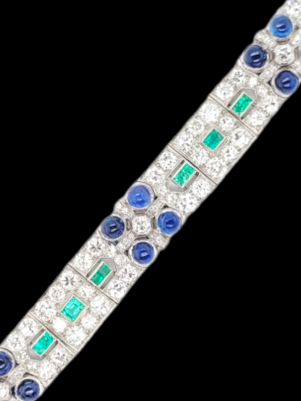Rare French art deco sapphire emerald and diamond bracelet SKU: 7461 DBGEMS - image 1