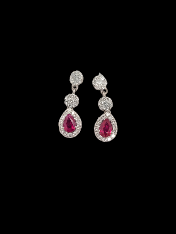 Modern ruby and diamond drop earrings SKU: 7455 DBGEMS - image 3