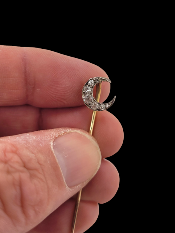 Antique diamond crescent stickpin SKU: 7447 DBGEMS - image 2