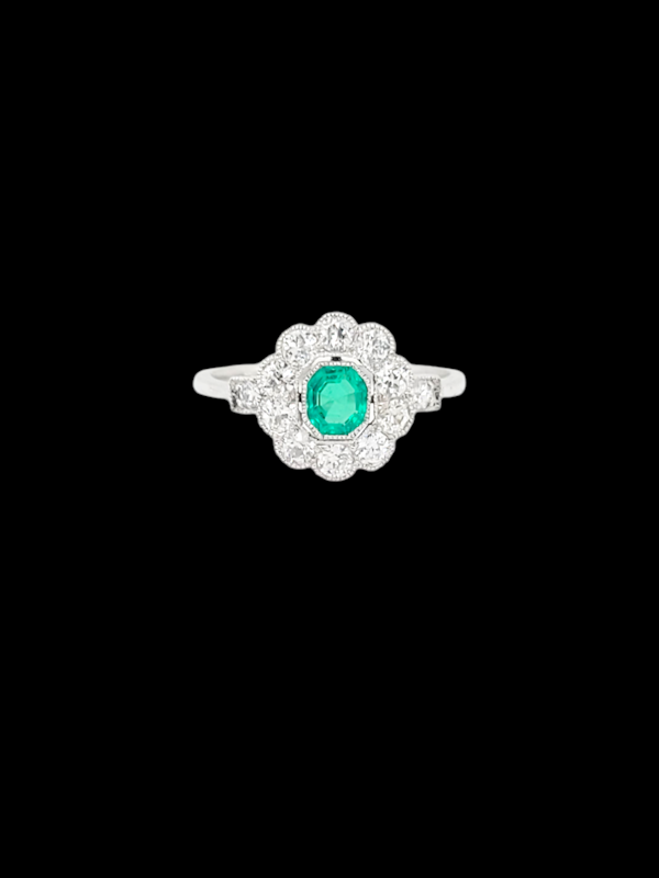 Art deco fine emerald and diamond engagement ring SKU: 7464 DBGEMS - image 3