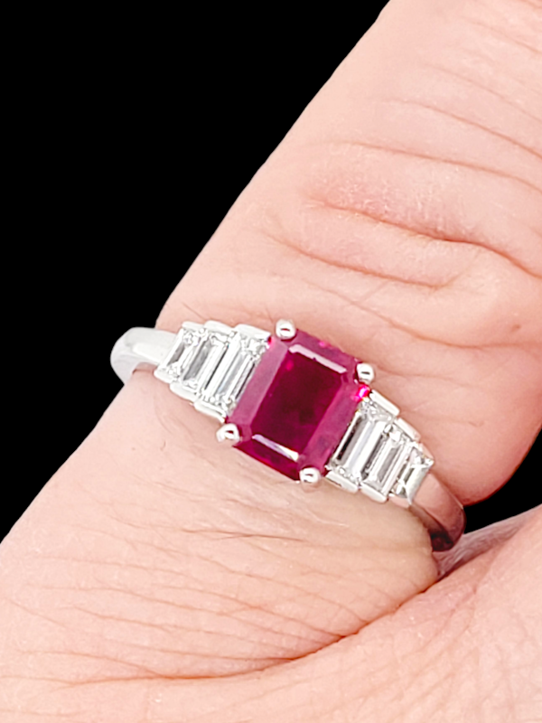 Burmese Ruby and baguette diamond ring SKU: 7428 DBGEMS - image 3