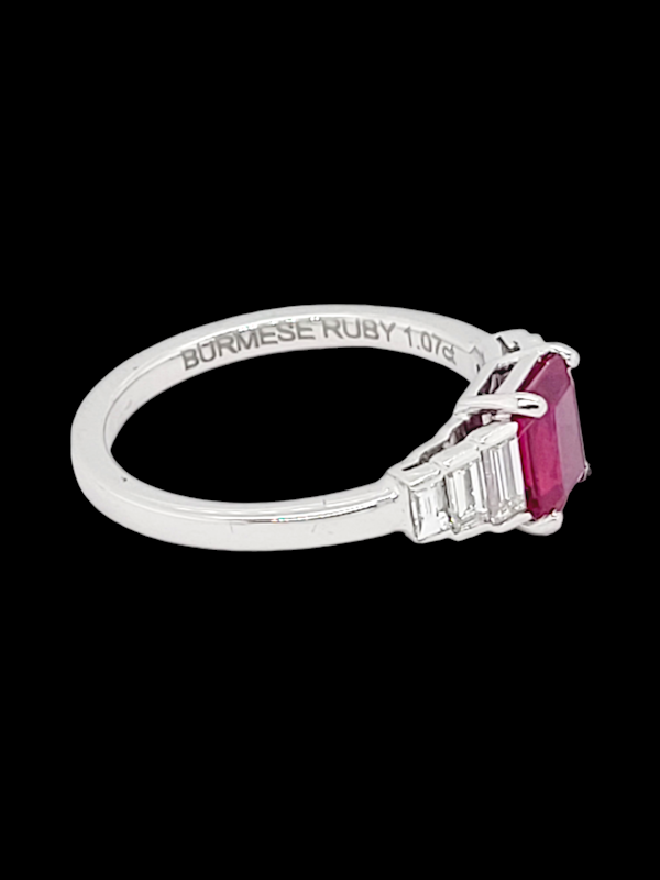 Burmese Ruby and baguette diamond ring SKU: 7428 DBGEMS - image 2