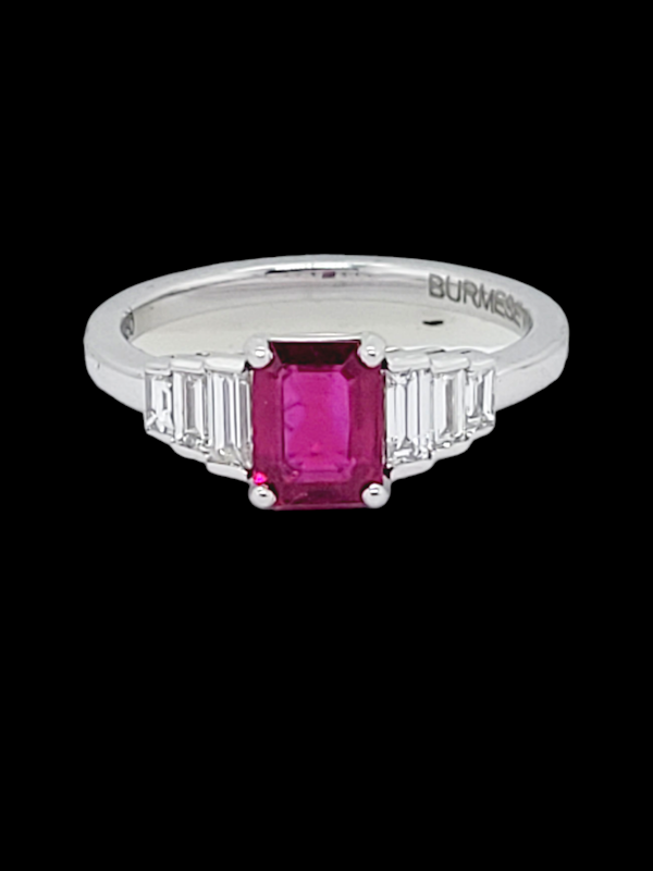 Burmese Ruby and baguette diamond ring SKU: 7428 DBGEMS - image 4