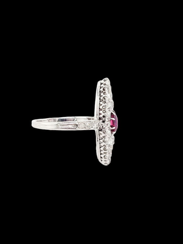 Fine and rare ruby and old mine cut diamond navette cluster ring SKU: 7437 DBGEMS - image 2