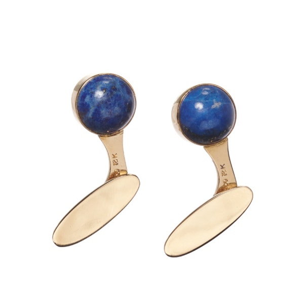 Georg Jensen Lapis Lazuli Ball and Gold Cufflinks, Designed by Magnus Stephensen, Circa 1960 - image 5