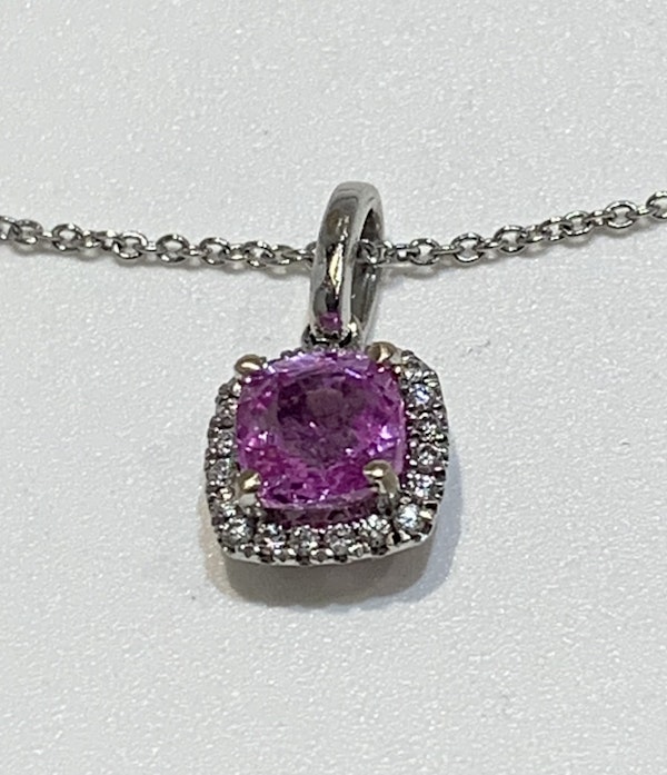 Pink Sapphire and Diamond Pendant - image 2