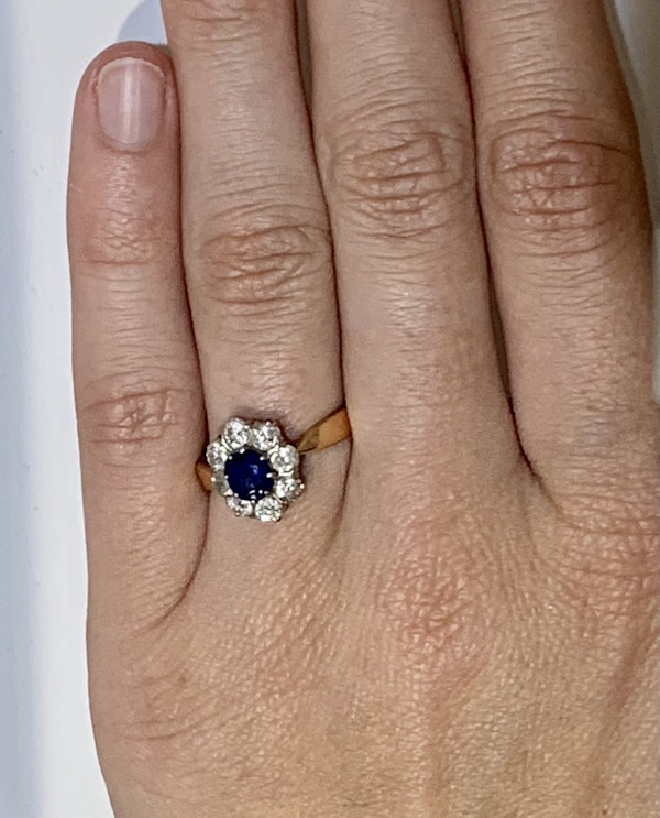 Sapphire and Diamond Cluster Engagement Ring - image 4