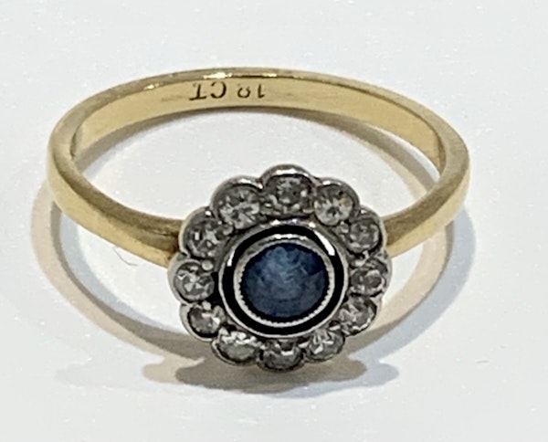 Edwardian Sapphire and Diamond Engagement Ring - image 2