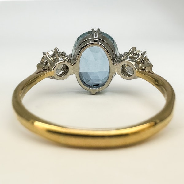 Antique Aquamarine and Diamond Trilogy Ring SADDINGTONS JEWELLERY Stand 375 - image 2