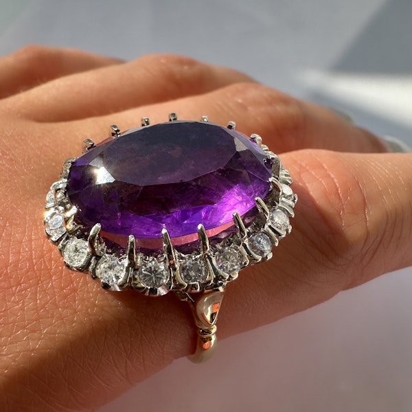 Large Oval Amethyst Diamond Ring SADDINGTONS JEWELLERY STAND 375 - image 1