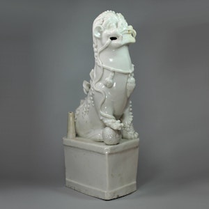 Chinese blanc de chine dog of Fo incense holder, 18th century