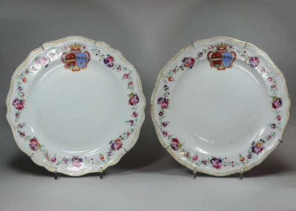 Pair of Chinese famille rose armorial plates, Qianlong (1736-95) - image 1