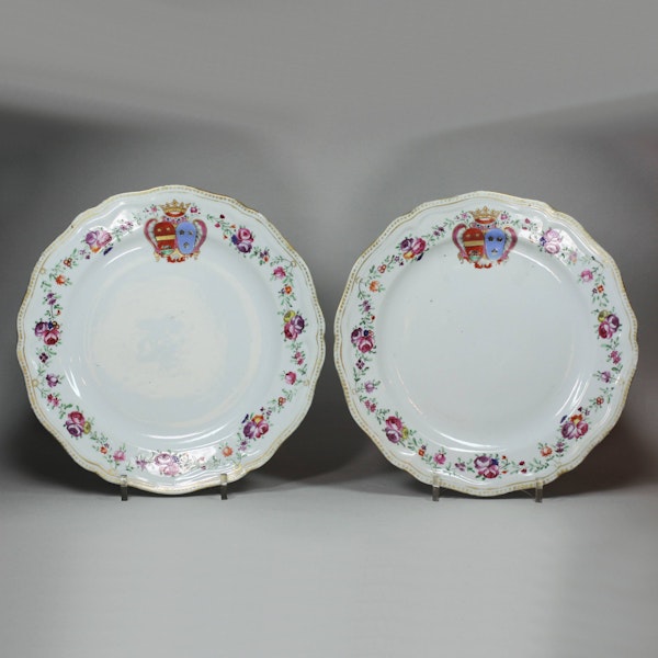 Pair of Chinese famille rose armorial plates, Qianlong (1736-95) - image 1