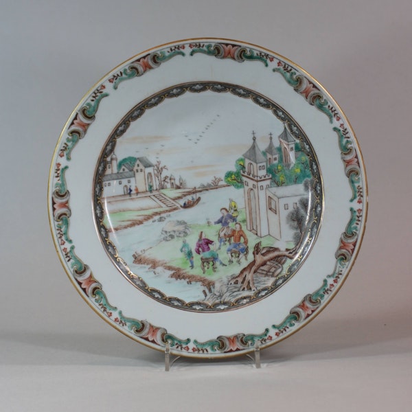 Pair of Chinese famille rose European subject plates, Qianlong (1736-95) - image 5