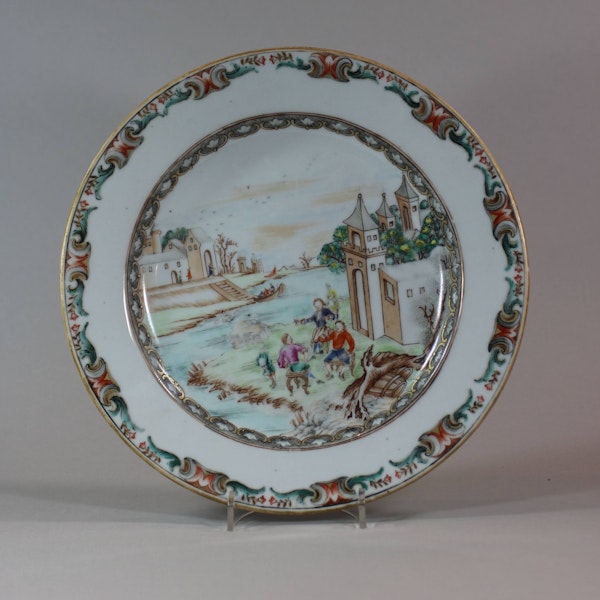 Pair of Chinese famille rose European subject plates, Qianlong (1736-95) - image 3