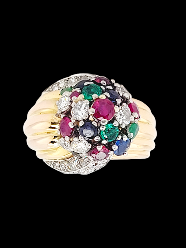 Vintage French tutti fruitti bombe ring SKU: 7327 DBGEMS - image 4