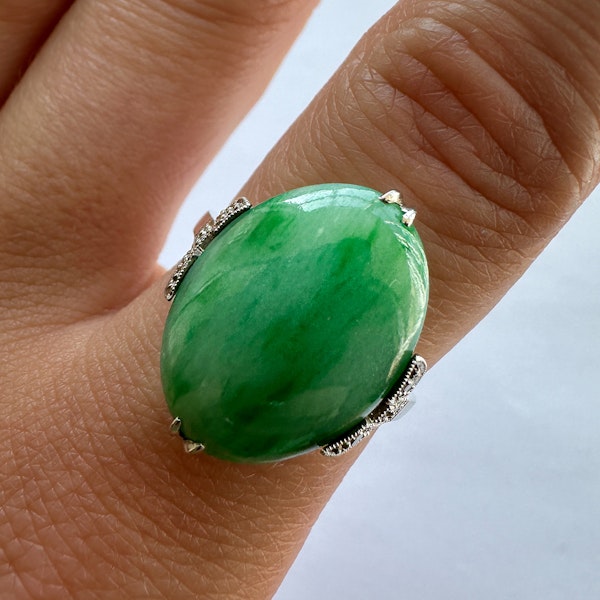 Art Deco Jade Cabochon Ring SADDINGTONS JEWELLERY Stand 375 - image 3