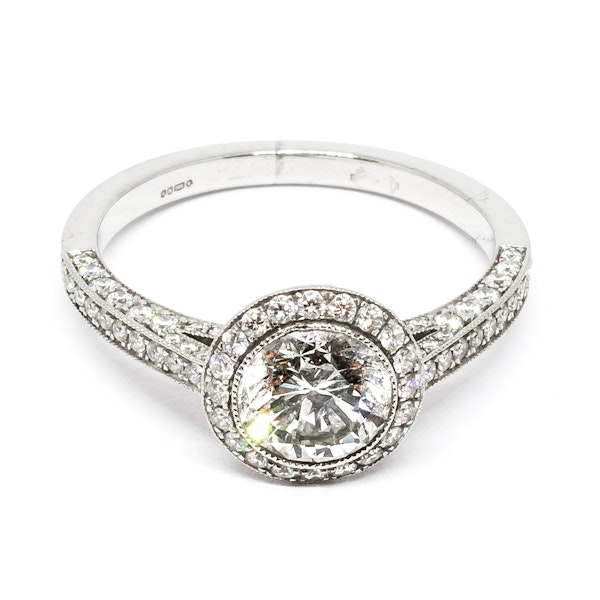 Modern Diamond and Platinum Micro Pavé Halo Ring, 0.94 Carats - image 5