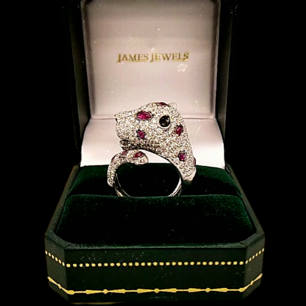 Diamond and Ruby Leopard Ring - image 2