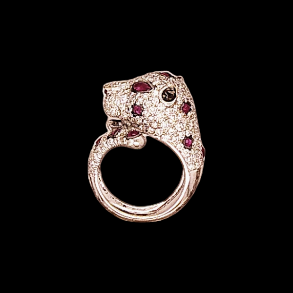 Diamond and Ruby Leopard Ring - image 3