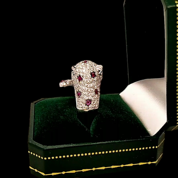 Diamond and Ruby Leopard Ring - image 4