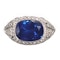 Modern Cushion Cut Sapphire Diamond  and Platinum Ring, 8.64ct - image 5